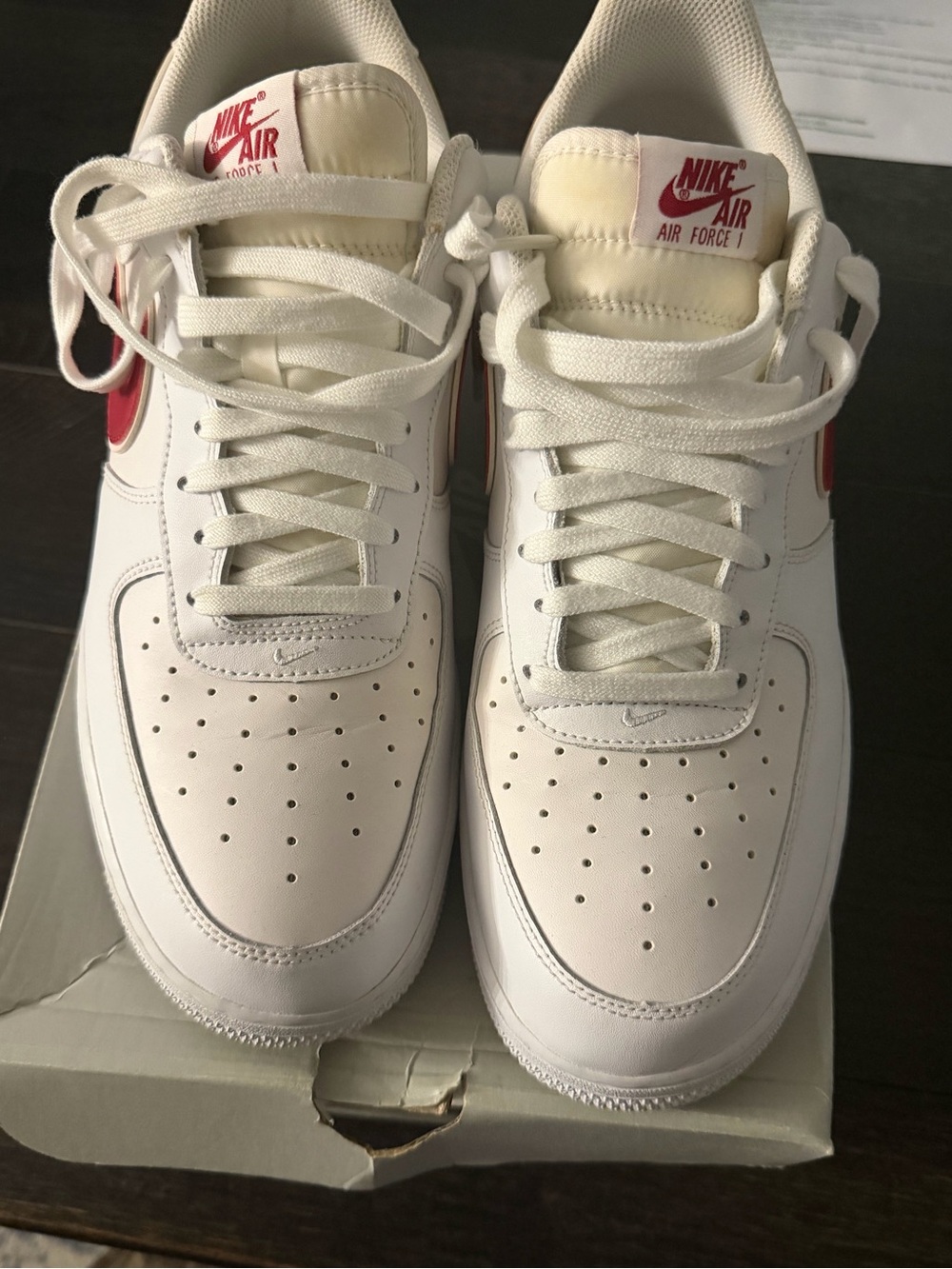 Nike White Sneakers with Red Swoosh Accent - Picture 3 of 7